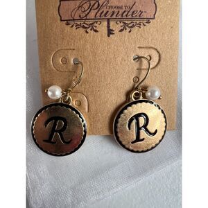 Plunder Glenda Drop Earrings Monogram Initial R